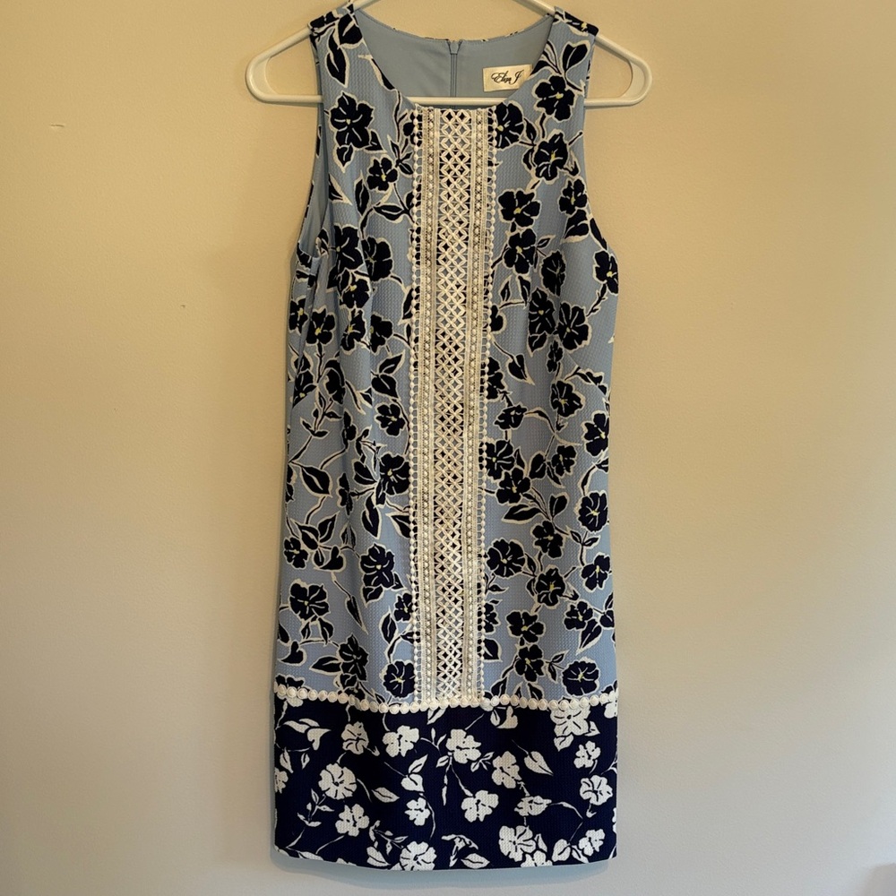 Eliza J Blue and White Floral Dress